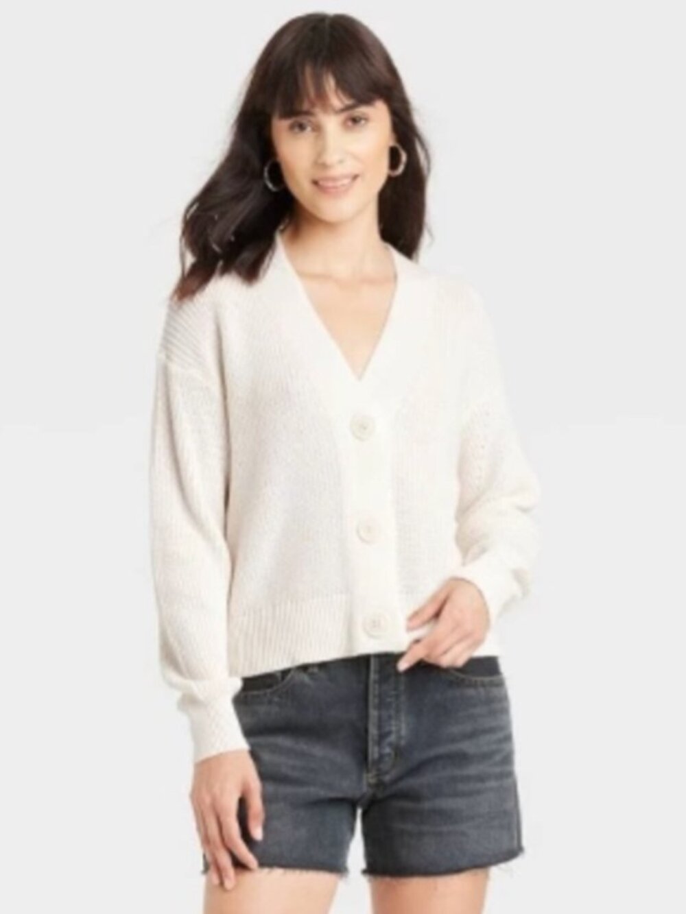 Universal Thread Cream Ivory White Womens Button-Up Cardigan